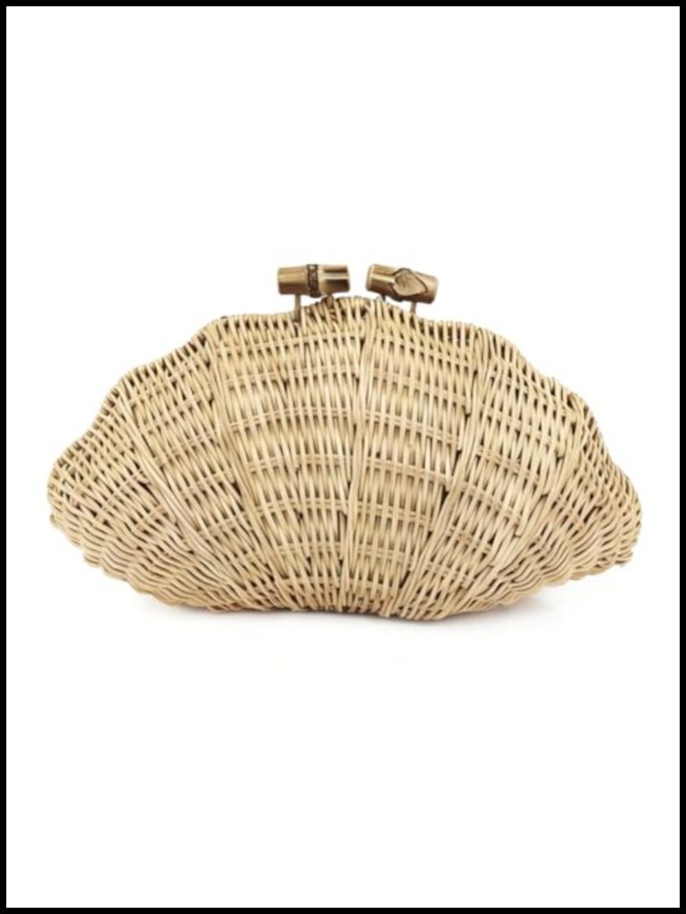 Handwoven Rattan Clutch Purse Women Summer Beach Straw Bag Shell Shape Magnetic